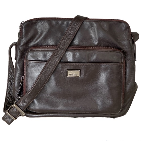 Perlina Handbags - Vintage Perlina New York Leather Crossbody
Messenger Travel Bag Dark Brown